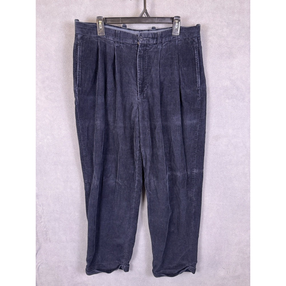 Nautica Mens Two-tuck Corduroy Pants Navy Blue 36×30 Vintage 90's